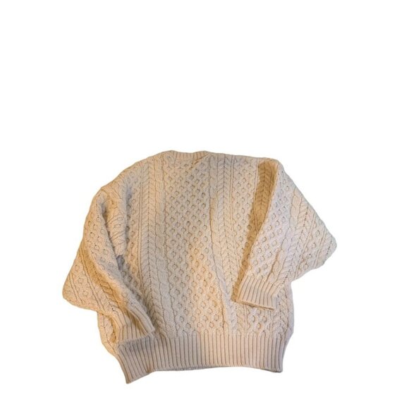 One Size British Wool Adult Unisex Cream Cable Knit 100% Wool - Picture 4 of 7